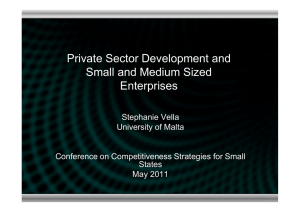 Private Sector Development and Small and Medium Sized Enterprises Stephanie Vella
