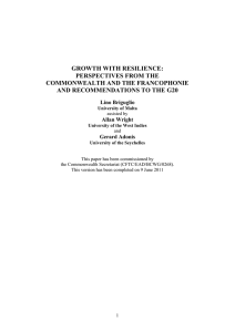 GROWTH WITH RESILIENCE: PERSPECTIVES FROM THE COMMONWEALTH AND THE FRANCOPHONIE