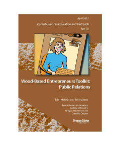 Wood-Based Entrepreneurs Toolkit: Public Relations Contributions in Education and Outreach No. 3c