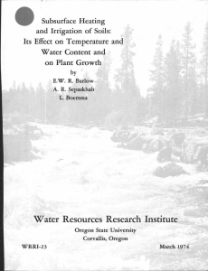 Its Effect on Temperature Water Content and 1 : on Plant Growth-