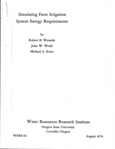 Simulating Farm Irrigation System Energy Requirements } Water Resources Research Institute
