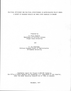 POLITICAL EFFICIENCY AND POLITICAL EFFECTIVENESS IN WATER-RELATED POLICY AREAS :