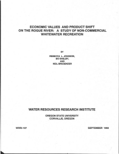 ECONOMIC VALUES AND PRODUCT SHIF T WHITEWATER RECREATION