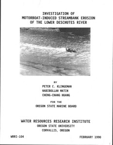 INVESTIGATION O F MOTORBOAT-INDUCED STREAMBANK EROSIO N WATER RESOURCES RESEARCH INSTITUT E