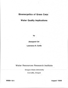 Bioenergetics of Grass Carp : Water Quality Implications --