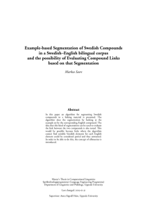 Example-based Segmentation of Swedish Compounds in a Swedish–English bilingual corpus