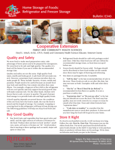 Cooperative Extension Home Storage of Foods: Refrigerator and Freezer Storage Quality and Safety