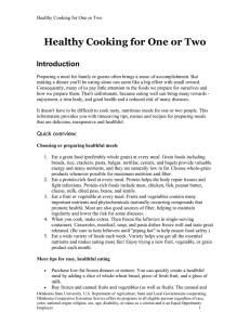 Healthy Cooking for One or Two Introduction