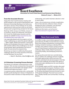 Board Excellence  From the Associate Director