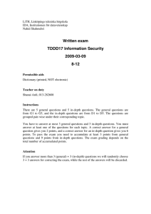 Written exam TDDD17 Information Security 2009-03-09 8-12