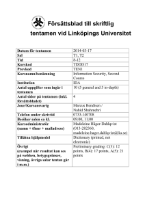 Försättsblad till skriftlig tentamen vid Linköpings Universitet