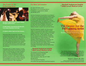 For More Information The Center for the Performing Artist