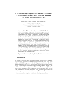 Characterizing Large-scale Routing Anomalies: Full version from December 13, 2012 Rahul Hiran