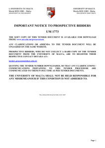 IMPORTANT NOTICE TO PROSPECTIVE BIDDERS UM 1773