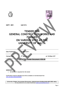 TENDER FOR GENERAL CONSTRUCTION WORKS AND FINISHES
