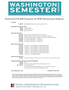 Estimated Fall 2016 Expenses for WSP International Students