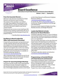 Board Excellence  From the Associate Director …