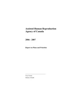 Assisted Human Reproduction Agency of Canada 2006 - 2007
