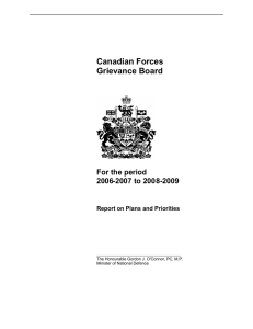 Canadian Forces Grievance Board For the period 2006-2007 to 2008-2009
