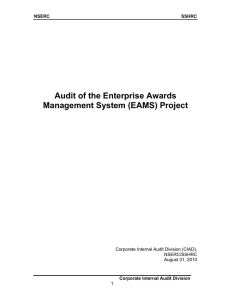 Audit of the Enterprise Awards Management System (EAMS) Project  NSERC