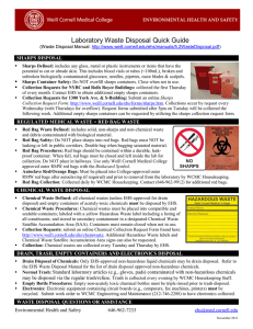 Laboratory Waste Disposal Quick Guide  SHARPS DISPOSAL