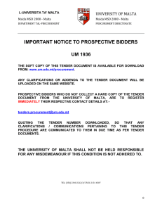 IMPORTANT NOTICE TO PROSPECTIVE BIDDERS UM 1936 UNIVERSITY OF MALTA