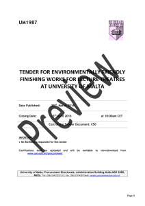 TENDER FOR ENVIRONMENTALLY FRIENDLY FINISHING WORKS FOR LECTURE THEATRES