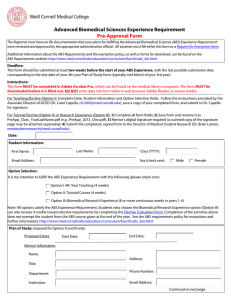 Advanced Biomedical Sciences Experience Requirement Pre-Approval Form