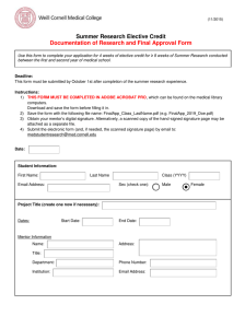 Summer Research Elective Credit Documentation of Research and Final Approval Form