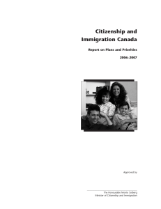 Citizenship and Immigration Canada Report on Plans and Priorities 2006–2007
