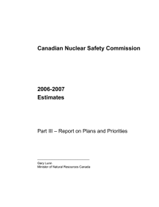 Canadian Nuclear Safety Commission 2006-2007 Estimates