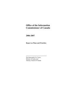 Office of the Information Commissioner of Canada 2006-2007 Report on Plans and Priorities
