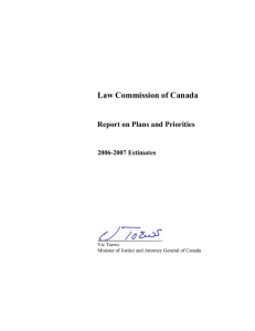 Law Commission of Canada Report on Plans and Priorities 2006-2007 Estimates