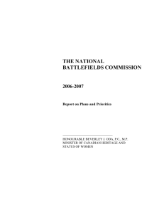THE NATIONAL BATTLEFIELDS COMMISSION 2006-2007 Report on Plans and Priorities