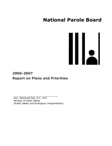 National Parole Board  2006-2007 Report on Plans and Priorities