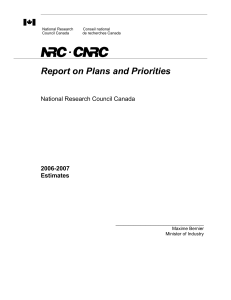 Report on Plans and Priorities  National Research Council Canada 2006-2007