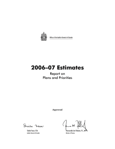 2006–07 Estimates Report on Plans and Priorities Approved