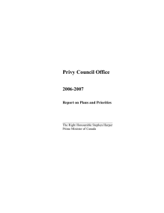 Privy Council Office 2006-2007 Report on Plans and Priorities