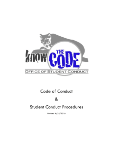 Code of Conduct &amp; Student Conduct Procedures Revised 4/25/2016