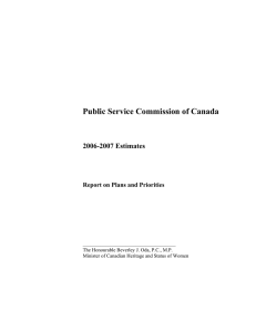 Public Service Commission of Canada 2006-2007 Estimates Report on Plans and Priorities