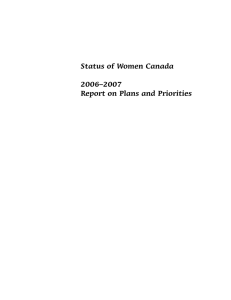 Status of Women Canada 2006–2007 Report on Plans and Priorities