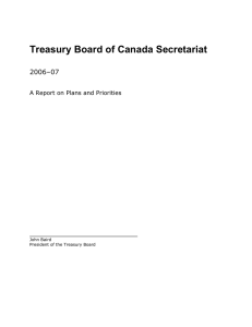 Treasury Board of Canada Secretariat 2006–07 A Report on Plans and Priorities
