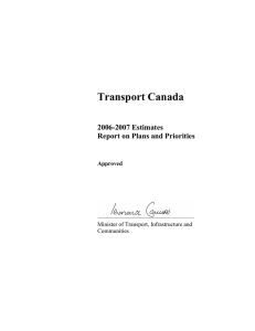 Transport Canada 2006-2007 Estimates Report on Plans and Priorities