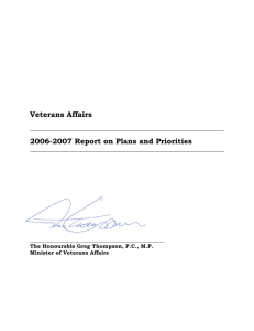 Veterans Affairs 2006-2007 Report on Plans and Priorities Minister of Veterans Affairs