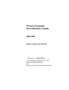 Western Economic Diversification Canada 2006-2007 Report on Plans and Priorities