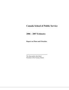 Canada School of Public Service 2006 – 2007 Estimates