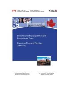 Department of Foreign Affairs and International Trade Report on Plans and Priorities 2006-2007