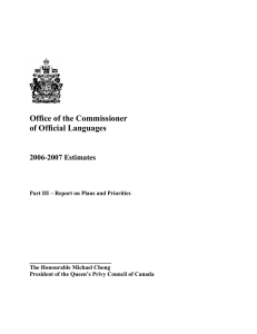 Office of the Commissioner of Official Languages 2006-2007 Estimates