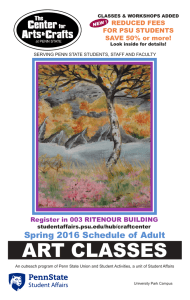 ART CLASSES Spring 2016 Schedule of Adult REDUCED FEES FOR PSU STUDENTS