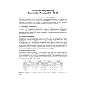 Constraint Programming Examination Problems 2001-10-29
